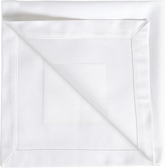 Fingercraft White Cloth Napkins Cotton High GSM Hotel Quality 20 in Oversized Set of 12 Stripe