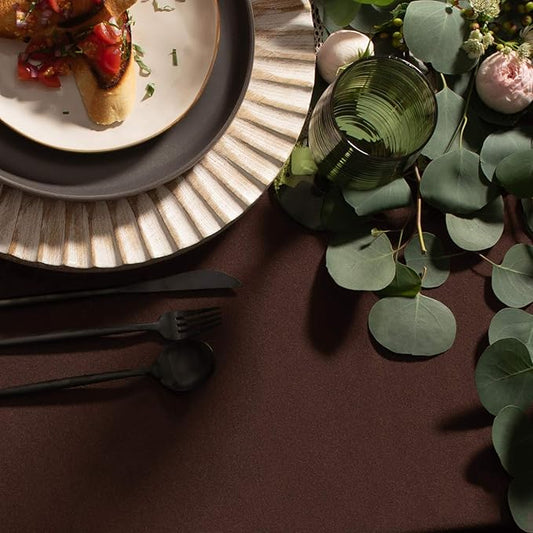 Gee Di Moda Rectangle Tablecloth - 60 x 102 Inch Chocolate Table Cloth for 6 Foot Rectangle Tables - Heavy Duty Washable Fabric - for Holiday Party, Dinner, Weddings, Baby Shower & Events