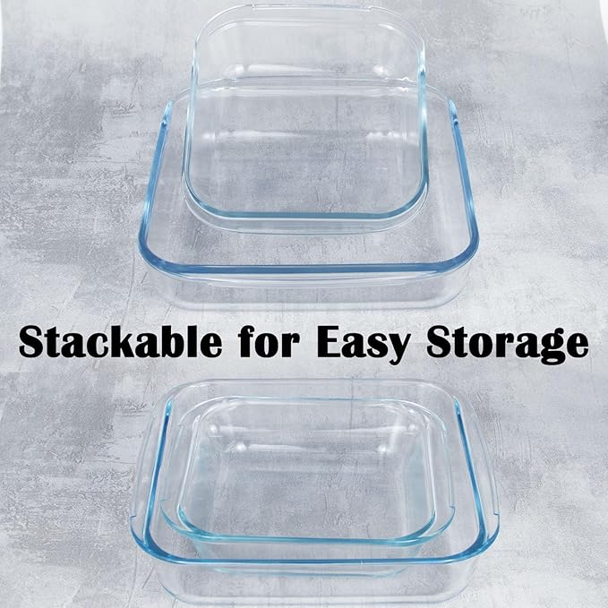 Small Glass Baking Dish for Oven, 6.7in Casserole Dishes for Oven, Square Glass Baking Pan
