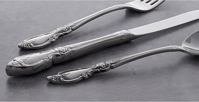 Oneida Louisiana 4-Piece Fine Dinner Forks Stainless Steel Silverware Set, 18/8 Stainless Steel Fork Set, Service For 4, Dishwasher Safe, Mirror Finish, Utensils, Flatware,Tableware (Silver, 4 Piece)