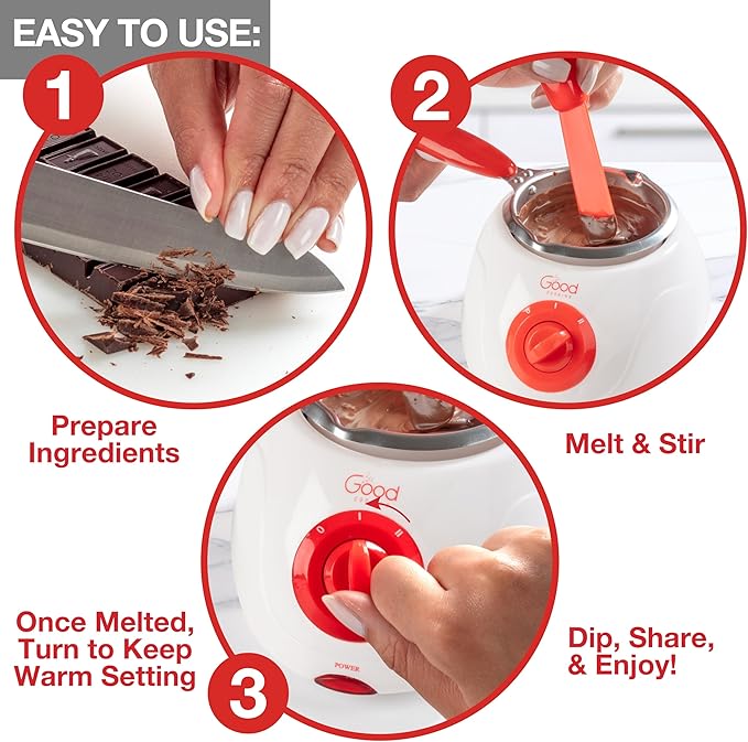 Electric Chocolate Melting Pot Set- Valentines Day Candy Bar Making or Fondue Fountain Kit w/ 30 Bonus Accessories-Dip, Drizzle & Decorate Strawberries, Marshmallows, Snacks- Party Appetizers Desserts