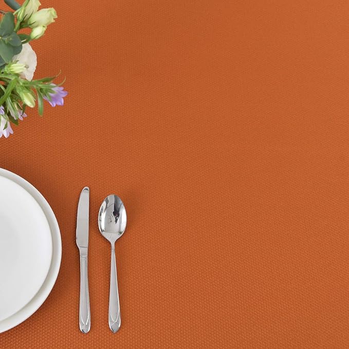 maxmill Textured Tablecloth Stain Resistant Waterproof and Wrinkle Resistant Washable Table Cloth, Fabric Table Cover for Dining Room and Outdoor Use, Rectangle 60 x 120 Inch, Rust