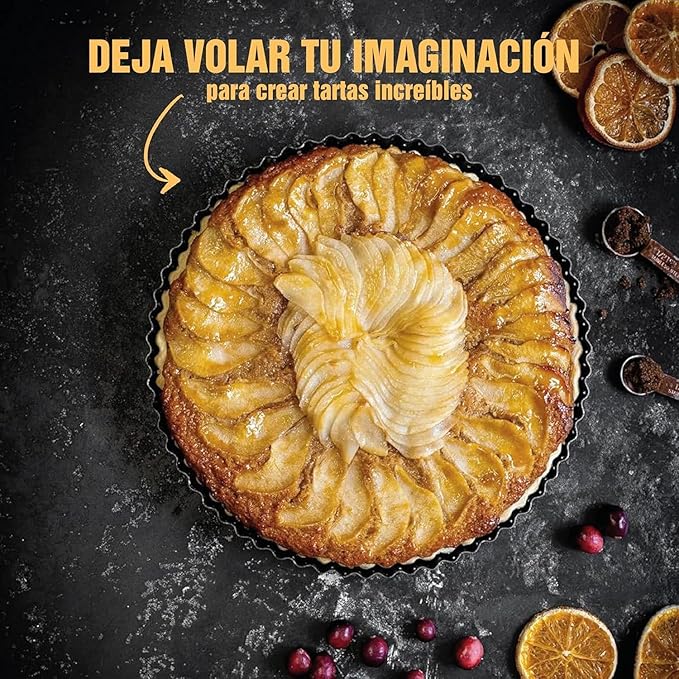Space Home - Deep Dish Pie Pan for Quiche Lorraine - Tart Pans with Removable Bottoms - Apple Pie Pan - Tarte Tatin Pan - Quiche Baking Dish (Set 3)