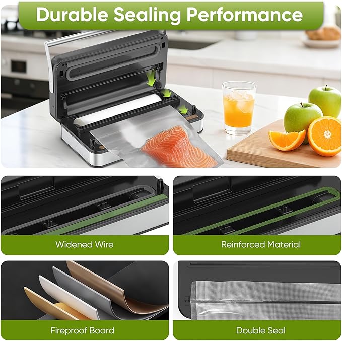 85Kpa Food Vacuum Sealer with Digital Timer, Built-in Cutter, and Storage Box