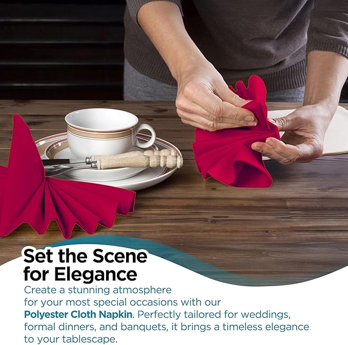 Polyester Cloth Napkins - Washable Soft Table Linens - Durable & Elegant for Dining, Restaurants, Weddings, Events, Rentals, Banquets, & Parties - Premium Quality Set of 250, Burgundy, 20"x20"