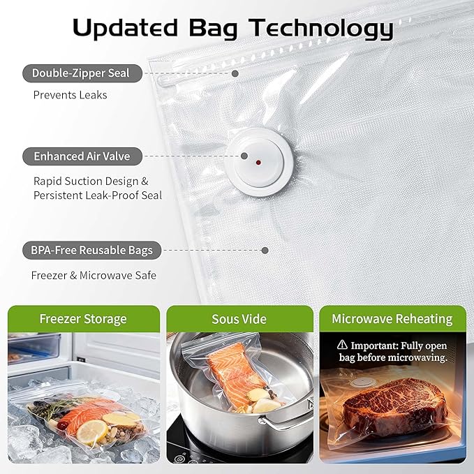 Compact Vacuum Sealer, Portable Handheld Food Sealer with 30 Reusable Bags, Mini Rechargeable Vacuum Sealing Machine to Preserve Food Freshness & Storage