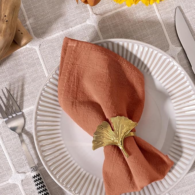 MLMC 8 Pack Terracotta Cloth Napkins Rustic Washable Napkins Set of 8 17"x17" Burnt Orange Reusable Dinner Napkins Cloth for Wedding Bridal Shower Party Picnic Dinning Table Decor