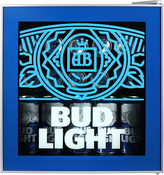 Curtis MIS176BULT Bud Light Mini Beverage Cooler - 70 Can or 17 Bottles Beer Fridge with Glass Door for Soda + Adjustable Thermostat, Perfect for Home, Office, or Dorm, 1.8 cu ft