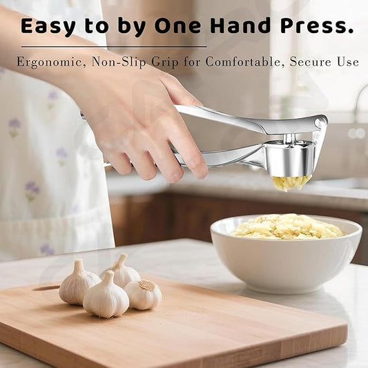 Stainless Steel Garlic Crusher Presser Garlic Press Manual Garlic Mincer | Garlic Cutter Chopper | Easy to Squeeze & Clean for Kitchen