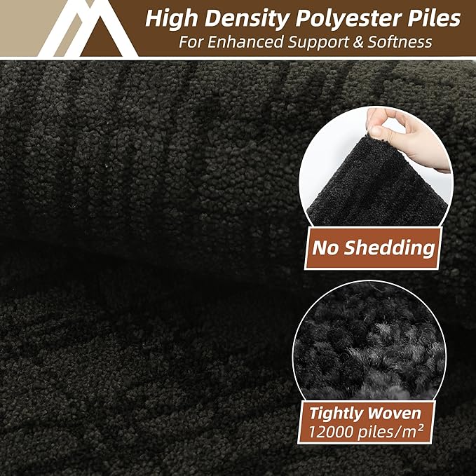 COSY HOMEER Kitchen Rugs Non Slip Washable 24"x36"+24"x60",Absorbent Soft Kitchen Mats for Floor,Polyester Kitchen Runner Rug Sets of 2,Kitchen Floor Mats for Sink Mat,Hallway,Laundry,Black
