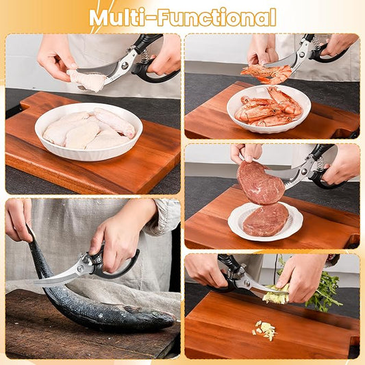 Heavy Duty Poultry Shears Kitchen Shears for Food Kitchen Scissors All Ppurpose Heavy Duty Scissors for Chicken, Meat, Bone, Poultry, Spring Loaded, Dishwasher Safe