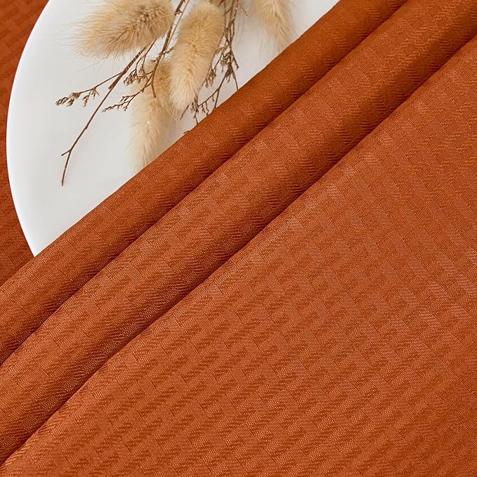 maxmill Round Tablecloth Weaved Pattern Spill-Proof Wrinkle Free Soft Jacquard Table Cloth for Circular Table Cover, for Dining Room Fall Harvest Thanksgiving Parties Holiday Dinner, 90 Inch, Rust