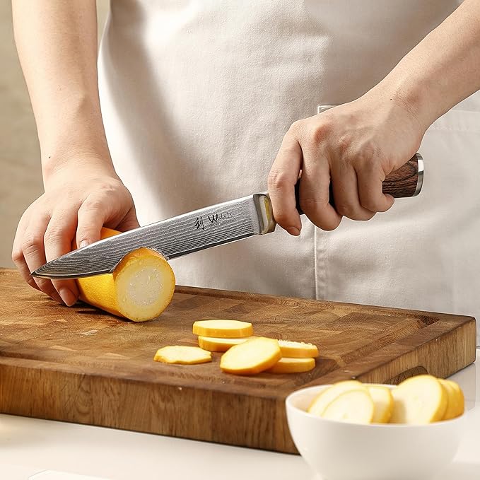Wakoli EDIB 4-Piece Damascus Knife Block Set – Professional Kitchen Knives with Magnetic Acacia Block, 67-Layer Damascus Steel Blades and Ergonomic Pakkawood Handles – Premium Knife Set with Block