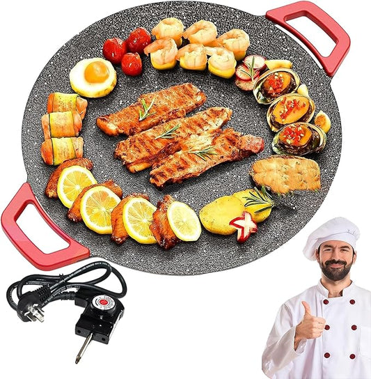 Non-Stick Electric Indoor Grill Pan, 11-15.74in Electric Griddle Nonstick, Multi-functional Korean Electric Indoor Grill, Smokeless Portable Electric Gril (40cm/16in)