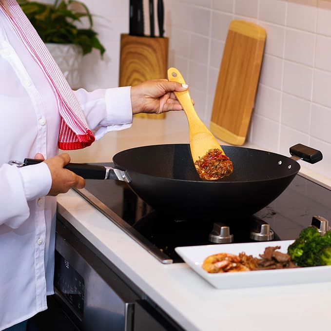 JOYCE CHEN Professional Series 14-Inch Carbon Steel Excalibur Nonstick Wok with Phenolic Handles