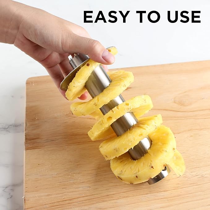 Rae Dunn Stainless Steel Corer - Easily Removes Cores and Pits from Apples, Pears, Peppers, Pineapples, and More, Black Pineapple