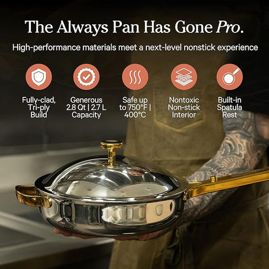 Our Place Titanium Pro Cookware Duo | 6-Piece Tri-Ply Titanium Cookware Set with Always Pan Pro & Perfect Pot Pro | Non-Toxic No-Coating Nonstick | Induction & Oven-Safe up to 750°F | Gold