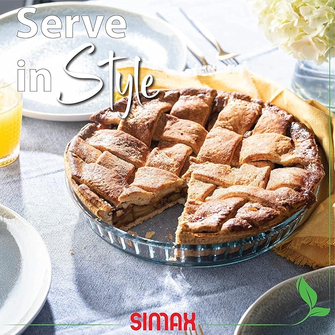 Simax Glass Fluted Cake Dish: Shallow - Heat, Cold and Shock Proof - Made in Europe - 11-Inch