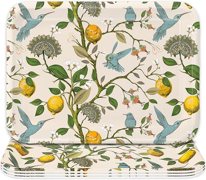 3Pcs Lemon Bird Serving Tray Summer Vintage Melamine Charcuterie Board Cheese Appetizer Board Snack Serving Platter for Home Party Food Supplies