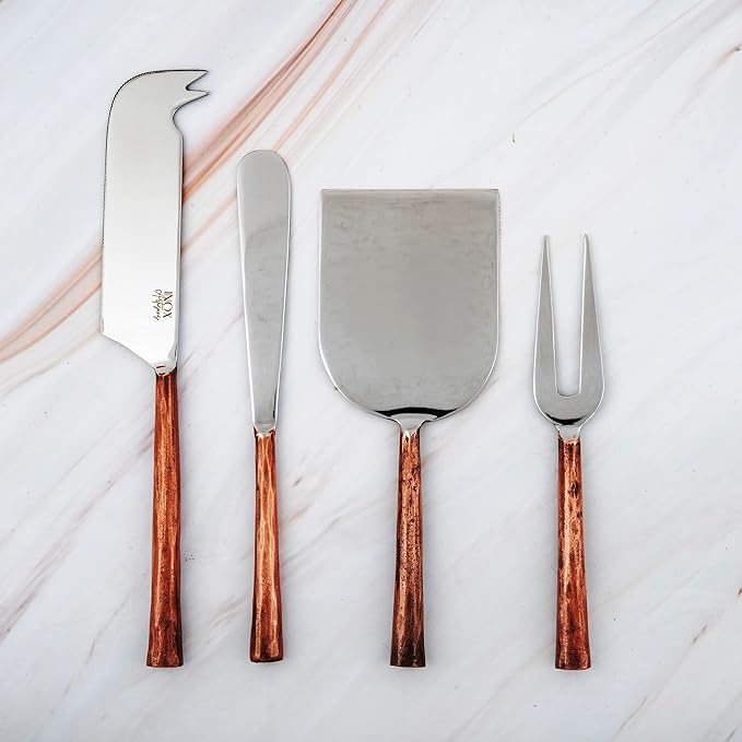 INOX artisans Copper Antique Sundundance Design Cheese Aceessories 4 Pcs. Set