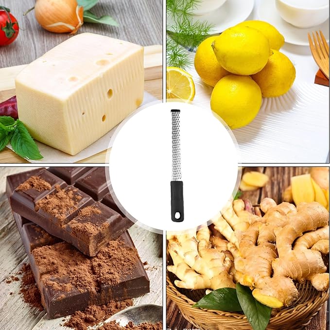 4-in-1 Graters, Lemon Zesters Grater, Stainless Steel Grater & Zesters, Heavy Duty For Cheese, Citrus, Chocolate, Ginger, Garlic, Non-Slip Handle, Easy Clean Kitchen Necessary