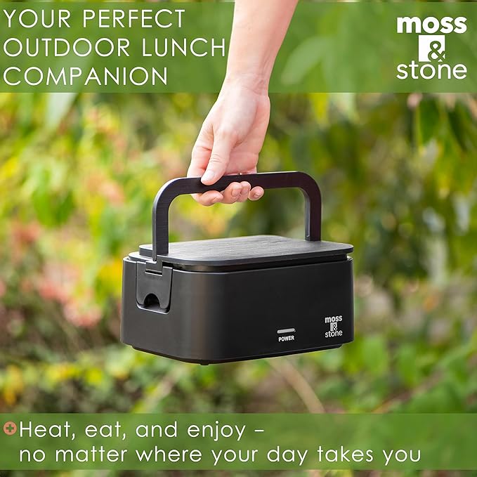 Moss & Stone Turquoise Electric Lunch Box Food Heater for Adults, 80W Portable Warmer for Work with 0.9L 304 Stainless Steel Container, 120V Green Heated Lunch Box Suitable for Dorms/Work/Gift