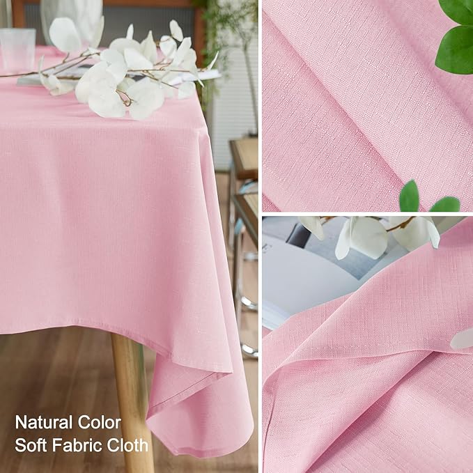 AUSSPVOCT Textured 50 Inch Round Tablecloth Up to 35'' Dia Tables, Waterproof Spill-Proof Wipeable Table Cloth Wrinkle Free Circle Dining Table Cover for Birthday Farmhouse Outdoor Party Tablecloths