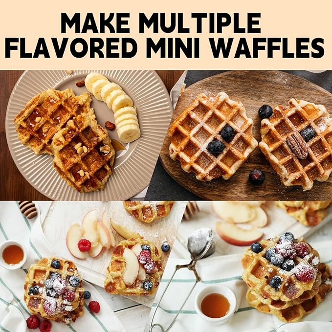 Mini Waffle Maker, Machine Nonstick Small Waffle Maker with Quick Heat-Up Make 8 pcs Waffles, Waffle Maker for Kids, Just Add Batter, Suitable for Breakfast, Snacks, Desserts (Mini Waffle Maker)