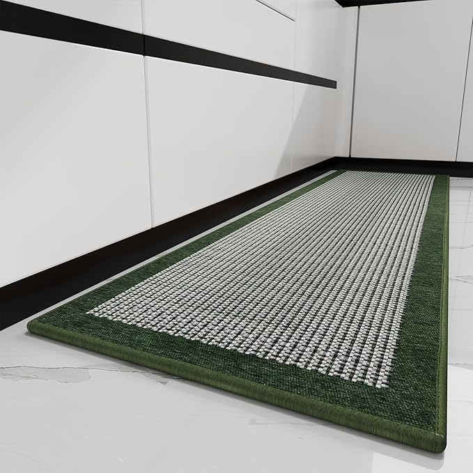 PADOOR Kitchen Mats for Floor, Kitchen Rugs Non Slip Washable, Rubber Backed Kitchen Runner Super Absorbent Kitchen Floor Mat Sink Rug, 20"x32" Green