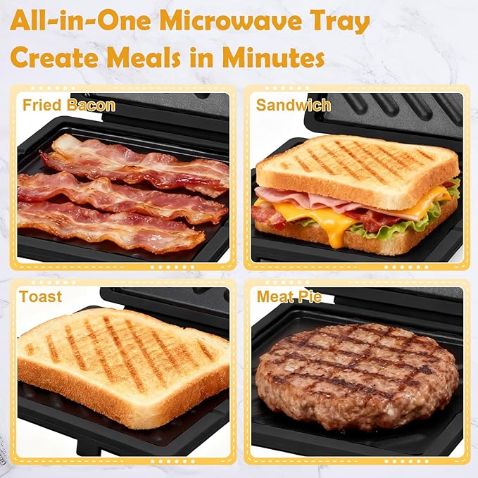 Microwave Sandwich Maker, Microwave Toaster with Adjustable Silicone Strap, Removable Non-Stick Microwave Grilled Cheese Maker, Microwave Grill Crispy, Melted in Minutes for Travel, Office, Dorm, Home