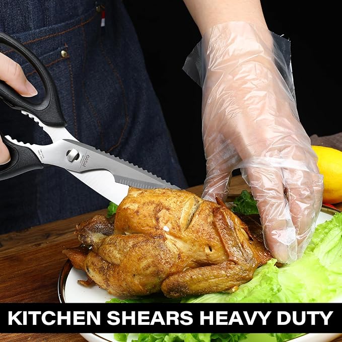 Kitchen Scissors Come Apart Kitchen Shears Premium Stainless Steel Scissors for Food Heavy Duty Shears for Chicken Bone Nutcracker Bottle Can Opener 02B