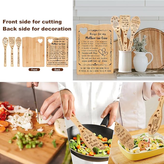 YUEYUQIU Gifts for Mother in Law - Birthday Gifts for Mother in Law from Daughter in Law, Mother in Law Cutting Board Set Present, Ideal Mother's Day Christmas Gifts for Mother of the Groom