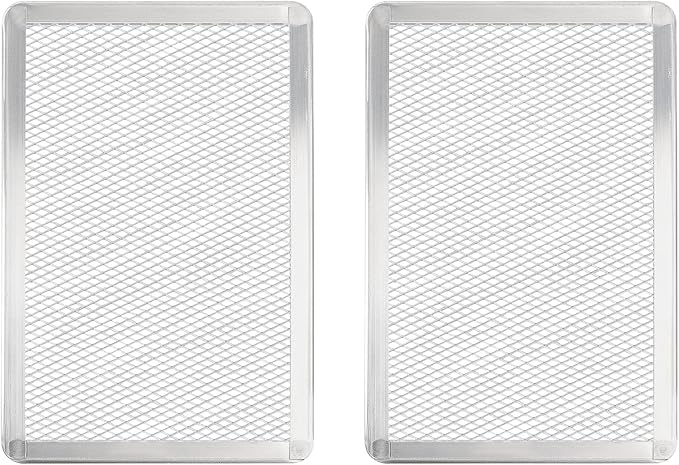 SHANGPEIXUAN Pizza Screen 8 x 12 Inch 2 Pack Rectangular Aluminum Pizza Pan Restaurant-Grade Flatbread Screen Pizza Crisper Pan,Oven-Safe