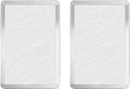 SHANGPEIXUAN Pizza Screen 8 x 12 Inch 2 Pack Rectangular Aluminum Pizza Pan Restaurant-Grade Flatbread Screen Pizza Crisper Pan,Oven-Safe