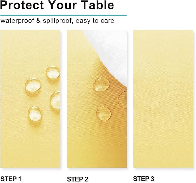 Hiasan Waterproof Tablecloth Rectangle - Washable Fabric Table Cloth for Dining Room Kitchen Birthday Party and Outdoor Use, Light Yellow, 70 x 120 Inch
