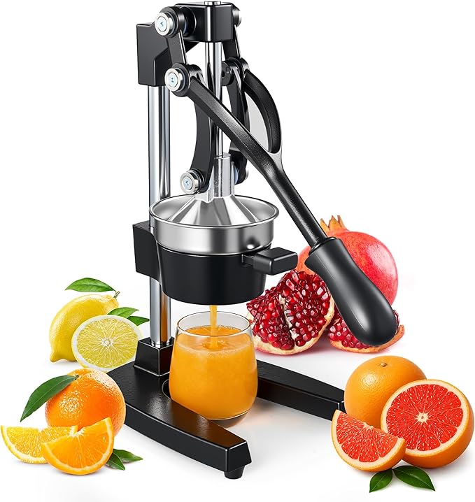 Manual Cast Iron Citrus Juicer,Commercial Hand Press Squeezer,Heavy Duty Countertop Squeezer for Fresh Orange Lemon Juice with Stainless Steel Cup