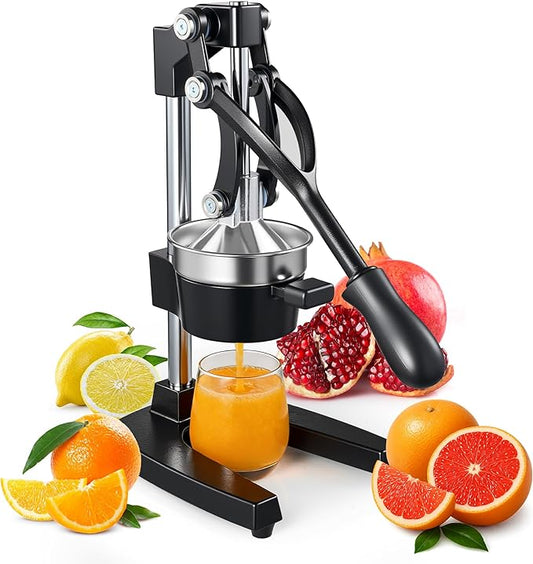 Manual Cast Iron Citrus Juicer,Commercial Hand Press Squeezer,Heavy Duty Countertop Squeezer for Fresh Orange Lemon Juice with Stainless Steel Cup