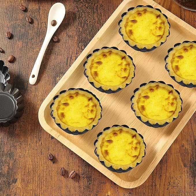 Xstronq Egg Tart Molds 12PCS Tart Pan 2.6inch, Mini Carbon Steel Non Stick Tart Pans, Tart Molds For Baking (2.6 inch)