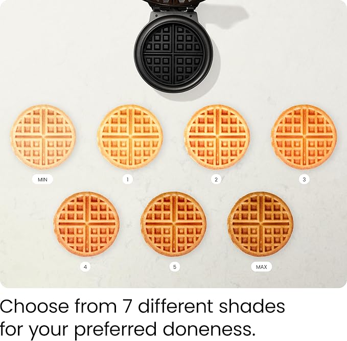 Chefman Anti-Overflow Belgian Waffle Maker w/Shade Selector, Temperature Control Mess Free Moat, Round Iron w/Nonstick Plates & Cool Touch Handle, Measuring Cup Included, Red