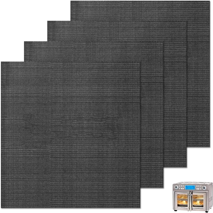 GWYSY Oven Liners for Bottom of Oven, 13.8"x12" Reusable Non-Stick Heat Resistant Accessories Mat for Emeril Lagasse Dual Zone 360 Air Fryer Oven 25 QT Extra Large and more, 4 Pack