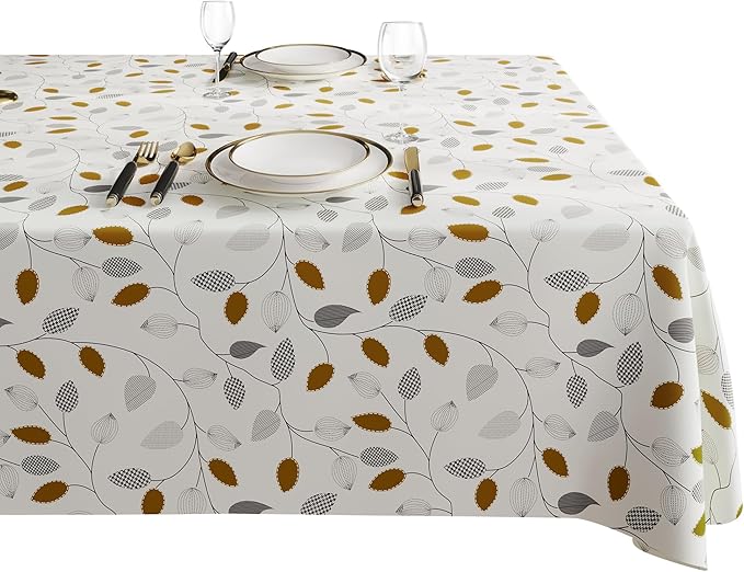 Rectangle Table Cloth,100% Waterproof Tablecloth Oil Proof Spill Proof Vinyl Table Cloth, Wipe Clean Plastic Table Cover for Dining, Camping, Indoor and Outdoor 54" x 120",Leaf
