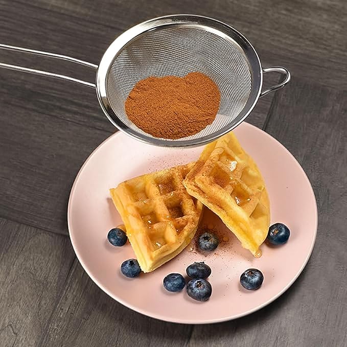 YBM Home Stainless Steel Fine Mesh Strainer Colander Sieve with Handle for Rinsing Grains Beans Rice Fruits, 6.5 inch