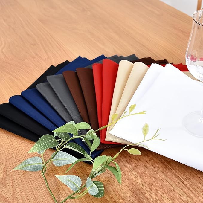 Wolkemer Set of 4 Chocolate Cloth Napkins 17 x 17 Inches Solid Washable Polyester Dinner Napkins with Hemmed Edges for Dinners Parties Weddings Banquets Events Table Decoration