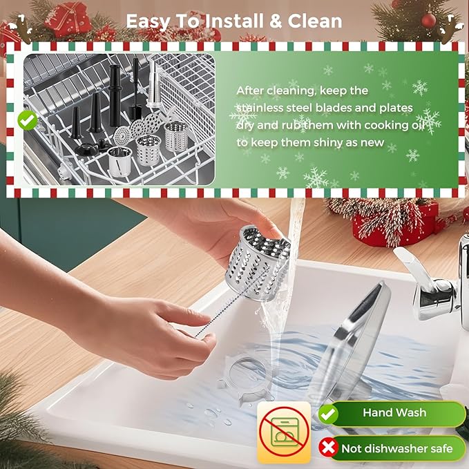 Flyseago Electric Meat Grinder, Cheese Grater 3000W Multifunctional Meat Grinder with Juicer, Vegetable Cutter Veggie Slicer, Shredder, Meat Chopper, Sausage Stuffer, Kubbe Kit, Home Use