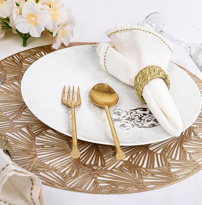 ALPHA Living HOME Rattan Napkin Rings Set of 12 - Handcrafted Cane Serviette Holders for Table Decor, Weddings, Partiess, Dinners, Rustic Boho Style Napkin Rings Natural.