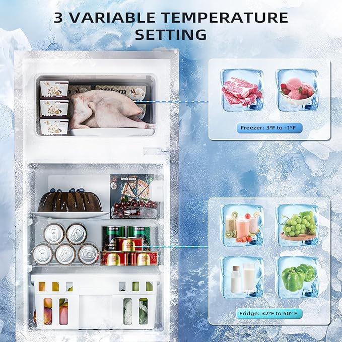 Antarctic Star 3.2 Cu.Ft,Mini Refrigerator with Freezer,Double Door Mini Fridge,Compact Refrigerator,Adjustable Thermostat,Mini Refrigerator for Bedroo/Office/Dorm/Kitchen(GRAY)