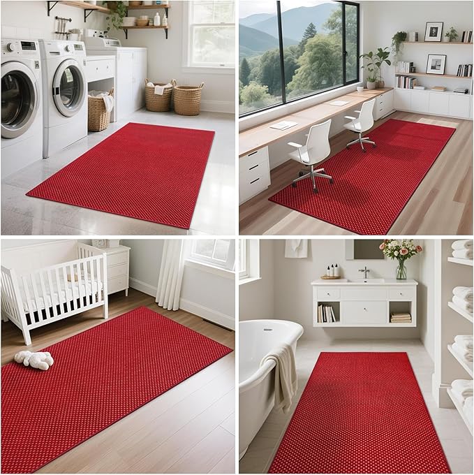 2x5 ft Hallway Runner Rug Boho Woven Washable Long Kitchen Runner Rugs Mat Non Slip, Soft Entryway Laundry Hall Runner Floor Carpet for Indoor Backdoor Bedroom Kitchen Living Room, Red