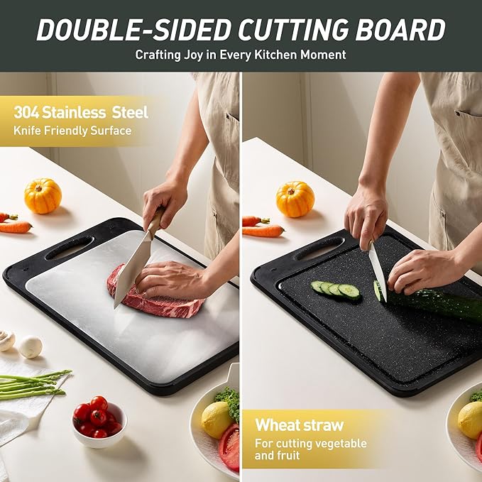 2 in 1 Stainless Steel Cutting Board with Handle 2 Packs Dad Parents Papa Stepdad Pappy Poppy Pawpaw Who Want Nothing Everything Future Groom Bride Law Christmas Xmas Happy Birthday Gifts Ideal