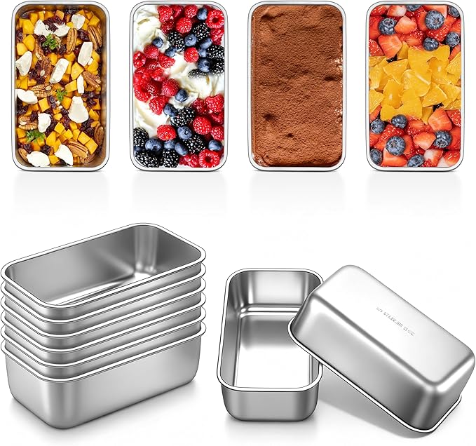 P&P CHEF Mini Loaf Pans Set, 12 PCS Small Bread Loaf Pan for Baking, 6.3 x 3.5 Inch Stainless Steel Baking Pans for Homemade Bread, Meatloaf, Cake and Brownies, Healthy & Non Toxic, Dishwasher Safe