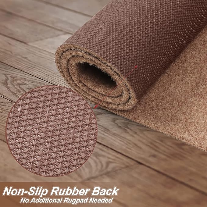 3' x 59' Runner Rugs with Rubber Backing, Indoor Outdoor Utility Carpet Runner Rugs, Sand, Can Be Used as Aisle for The RV and Boat, Laundry Room and Balcony